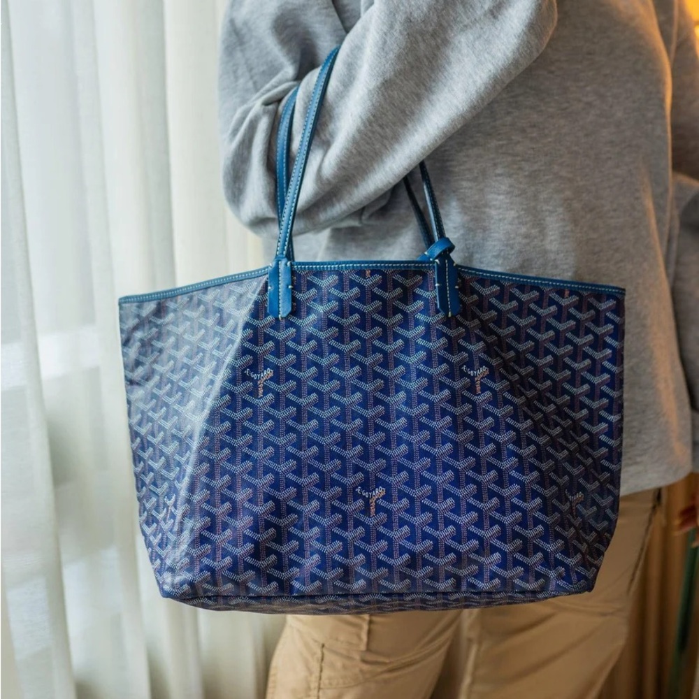 Blue Goyard Saint Louis Shoulder Tote Bag - Picture 3 of 12